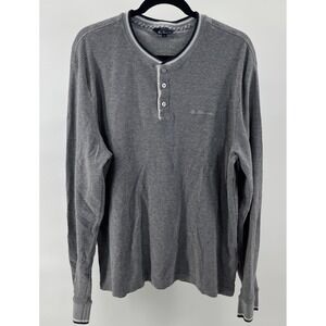 Ben Sherman Henley Shirt Men's Size XXL Gray Navy Waffle Knit